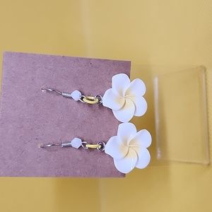 White Plumera Earrings
